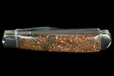 Pocketknife With Fossil Dinosaur Bone (Gembone) Inlays #115045-1